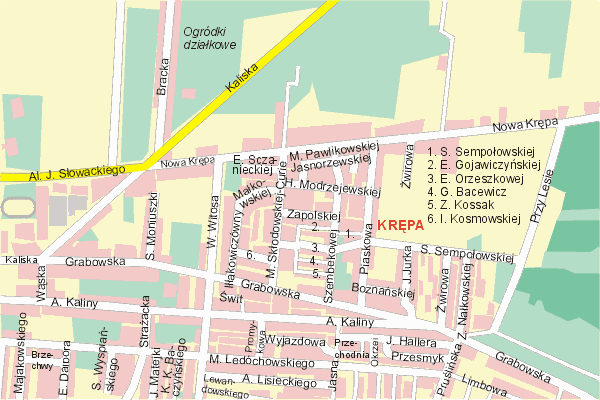 Mapa ( Plan ) Ostrowa Wielkopolskiego. Warstwa gwna. Ostrw Wielkopolski - Wielkopolska.    
   Warstwa gwna prezentuje ukad ulic Ostrowa Wielkopolskiego, oraz okolicznych miejscowoci. Zaznaczono: gwne trasy komunikacyjne, trasy przelotowe Ostrowa, jeziora, rzeki, trasy kolejowe, tereny zielone, przemysowe i zarysy zabudowa. Mapa wykonana jest w skali 1:10 000 - warstwa podstawowa oraz w wikszych skalach.

Ostrw Wielkopolski - warstwa gwna Internetowego Planu Ostrowa Wielkopolskiego serwisu Cyber Wielkopolska.