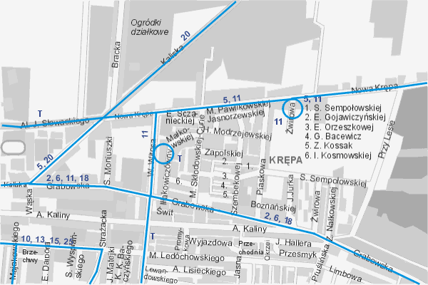 Mapa ( Plan ) Ostrowa Wielkopolskiego. Warstwa komunikacyjna. Ostrw Wielkopolski - Wielkopolska.    

   Warstwa komunikacyjna prezentuje ukad ulic Ostrowa Wielkopolskiego, oraz okolicznych miejscowoci wraz z zaznaczonymi liniami komunikacji miejskiej i podmiejskiej. Zaznaczono: linie autobusowe dzienne i nocne. Mapa wykonana jest w skali 1:10 000 - warstwa komunikacyjna.

Ostrw Wielkopolski - warstwa komunikacyjna Internetowego Planu Ostrowa Wielkopolskiego serwisu Cyber Wielkopolska.